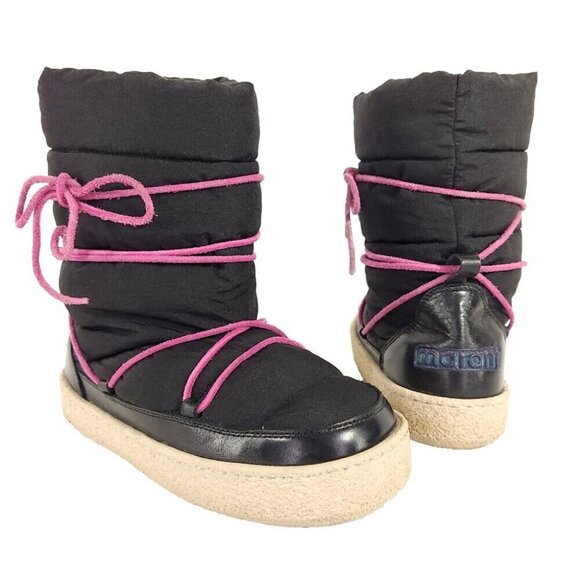 Isabel Marant Zenora Boots 37 US 6.5 Womens Black Fleece Lied $815 - Picture 3 of 14